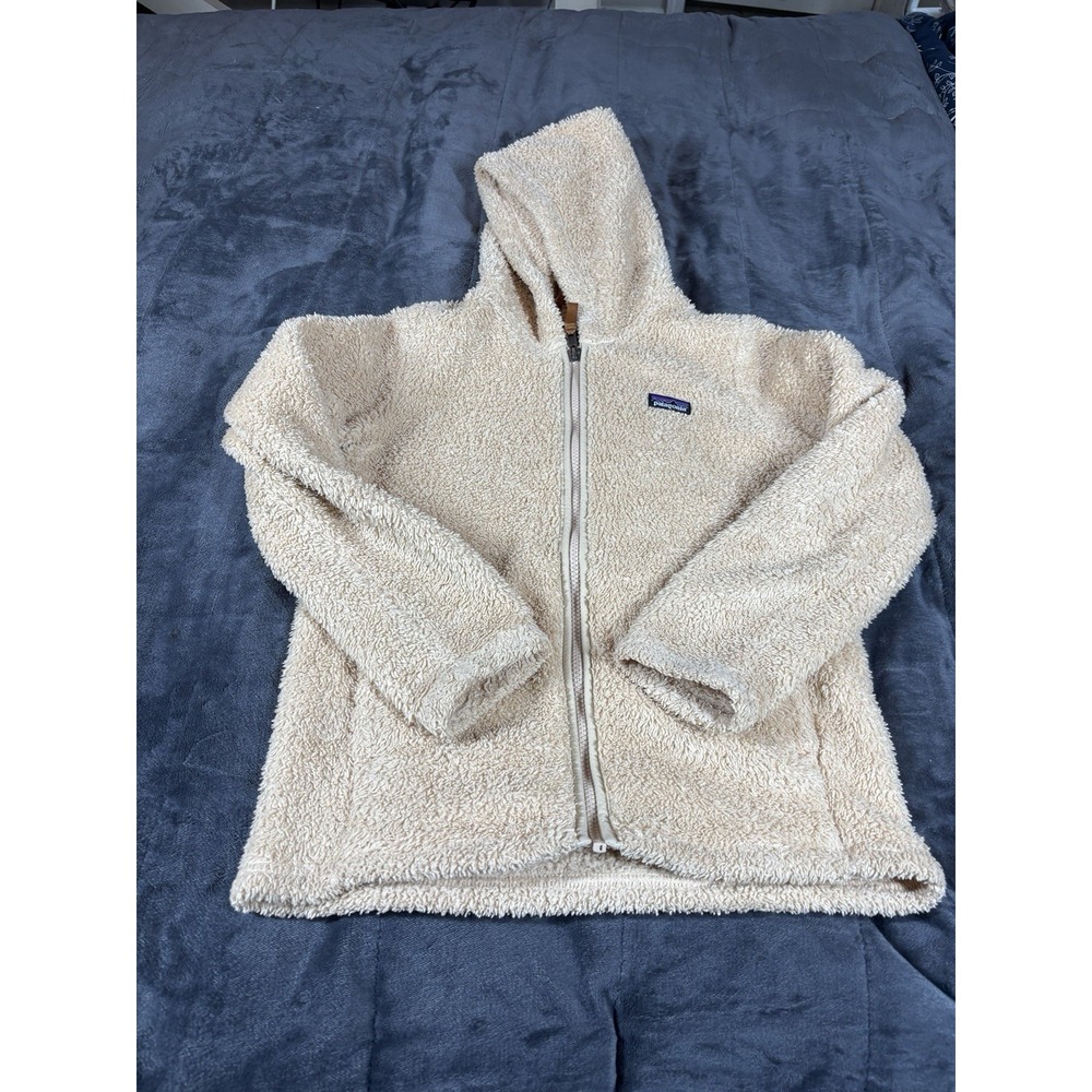 Patagonia Girls Shroom Taupe Los Gatos Full Zip Fleece Hoodie Jacket Sz Large 12